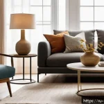 홈스타일리스트와 인테리어 디자이너의 차이점 - A cozy, stylish living room interior designed by a home stylist, featuring warm natural lighting, so...